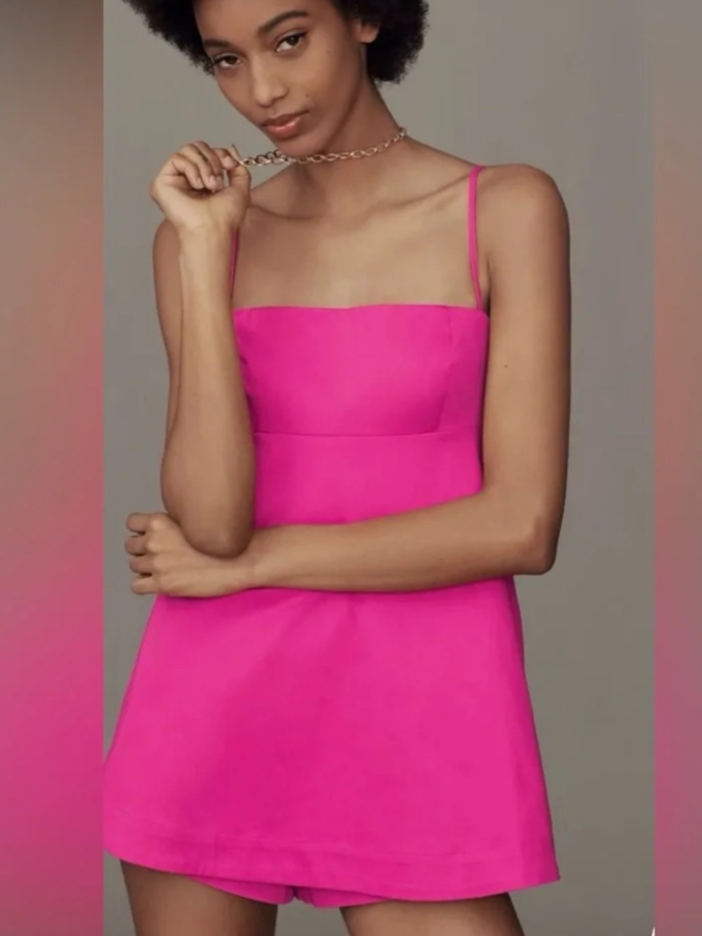 EUC Anthropologie Square-Neck Peplum Romper in pink Size 6